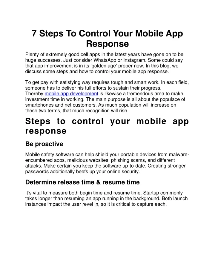 7 steps to control your mobile app response