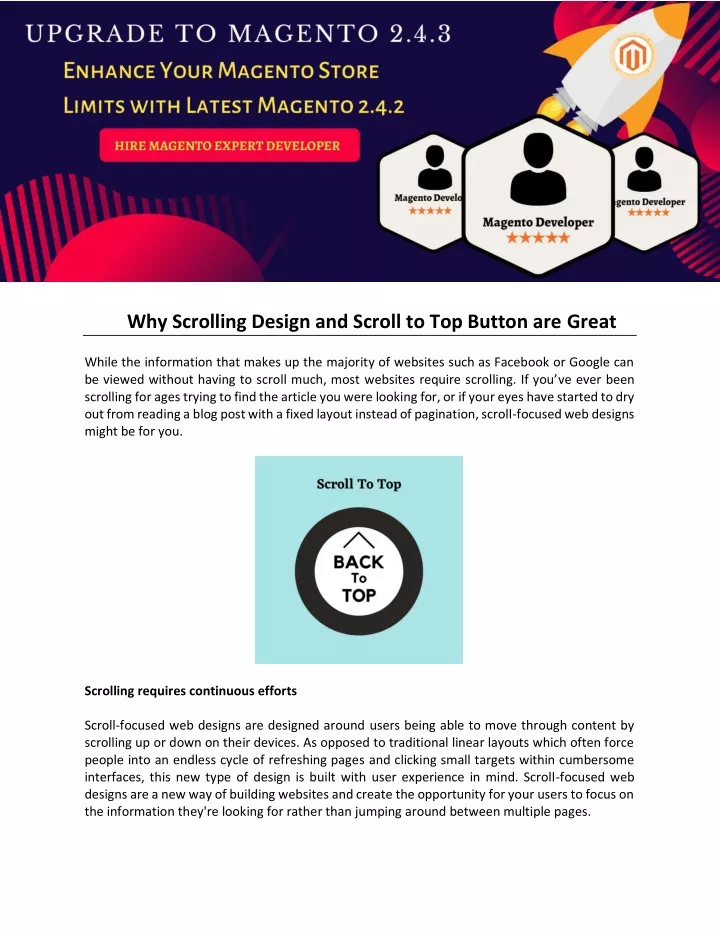why scrolling design and scroll to top button