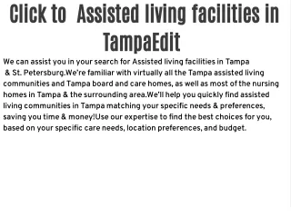 Assisted living facilities in Tampa