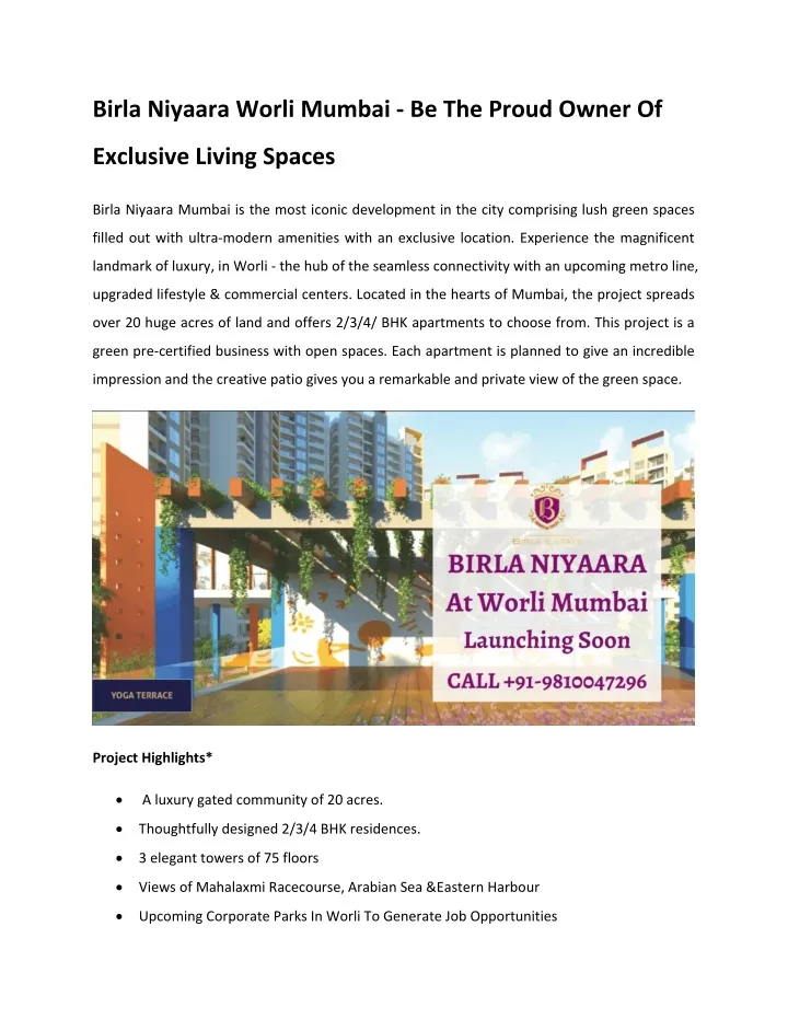 birla niyaara worli mumbai be the proud owner of