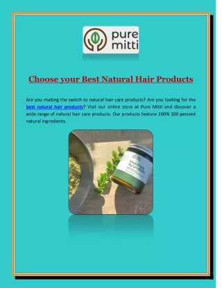 Choose your Best Natural Hair Products