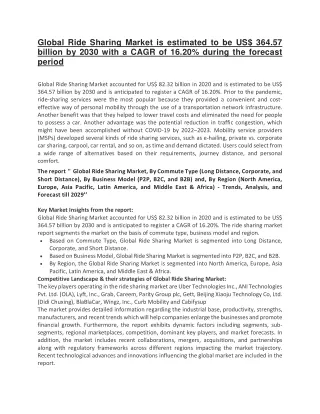 global ride sharing market is estimated