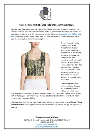 Custom Printed Athletic Crop Tops Online in Unique Designs