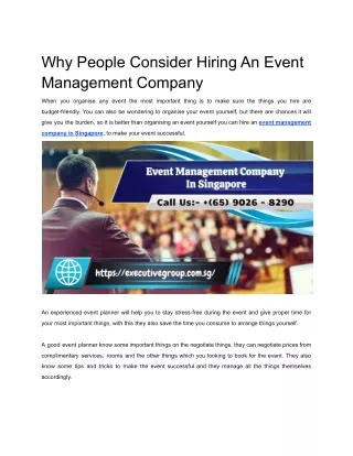 why people consider hiring an event management