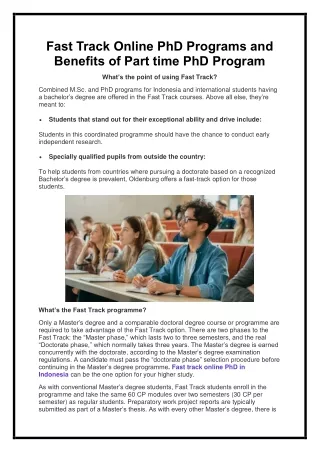 fast track online phd programs and benefits