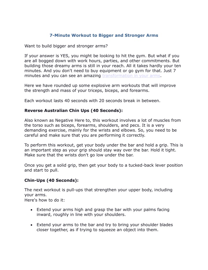 7 minute workout to bigger and stronger arms want