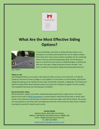 What Are the Most Effective Siding Options