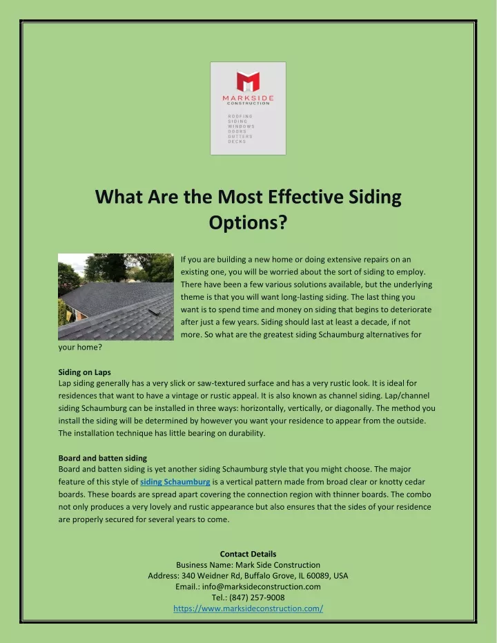 what are the most effective siding options