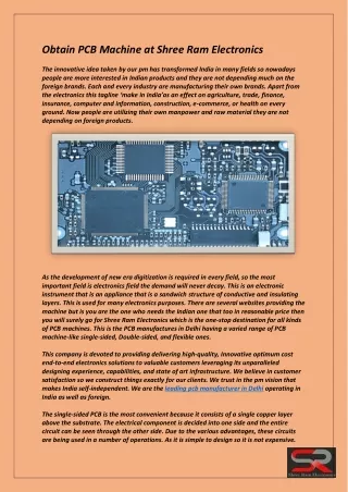 obtain pcb machine at shree ram electronics