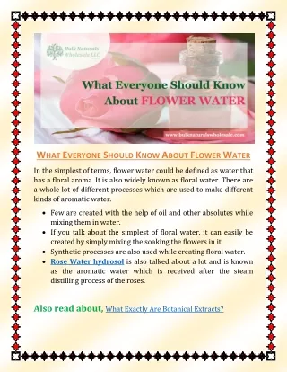 What Everyone Should Know About Flower Water