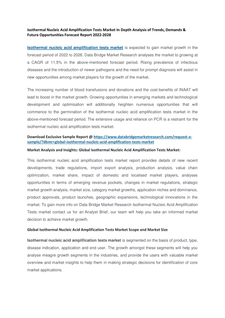 isothermal nucleic acid amplification tests