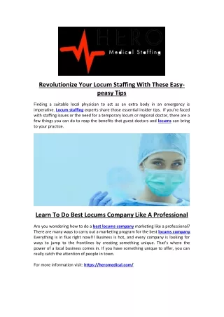 Revolutionize Your Locum Staffing With These Easy-peasy Tips