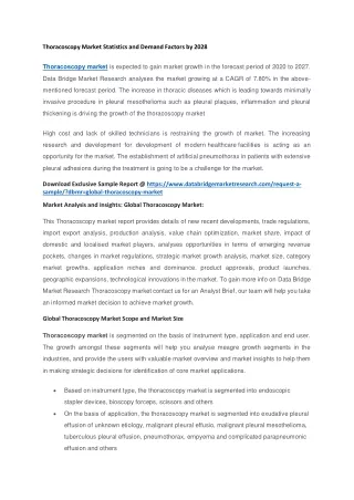 thoracoscopy market statistics and demand factors