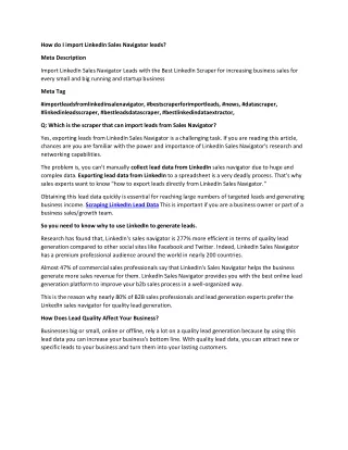 how do i import linkedin sales navigator leads