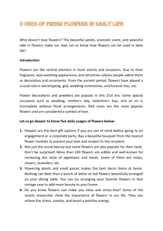 5 uses of fresh flowers in daily life
