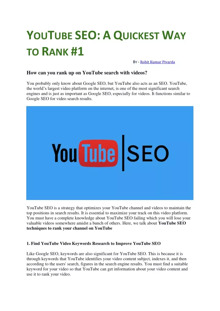 PPT - YouTube SEO Tips - Quickest Way To Rank #1 On YouTube ...