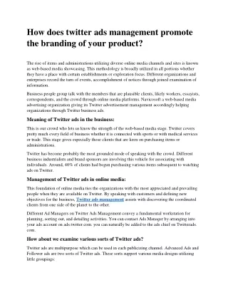How does twitter ads management promote the branding of your product
