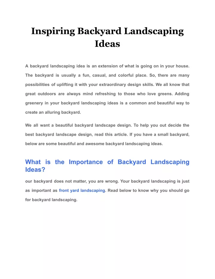 inspiring backyard landscaping ideas