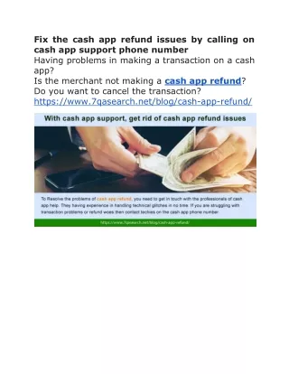 Fix the cash app refund issues by calling on cash app support phone number