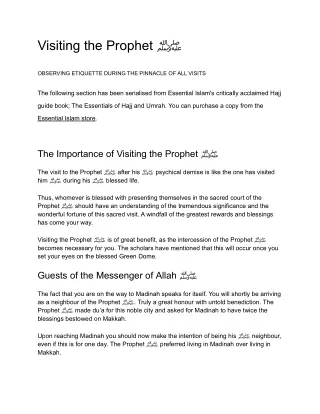 visiting the prophet