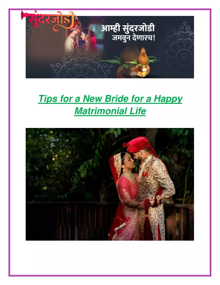 tips for a new bride for a happy matrimonial life