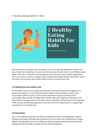 7 Healthy Eating Habits For Kids
