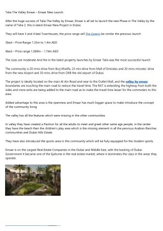 talia the valley emaar emaar new launch