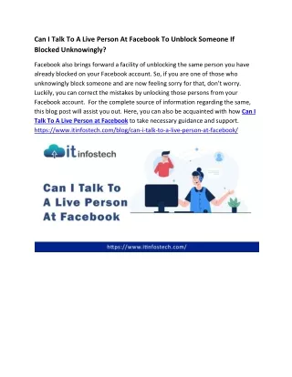 Can I Talk To A Live Person At Facebook To Unblock Someone If Blocked Unknowingl