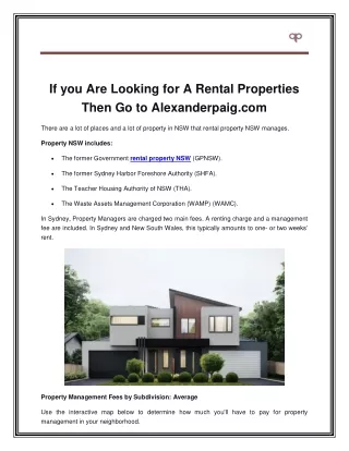If you Are Looking for A Rental Properties Then Go to Alexanderpaig.com