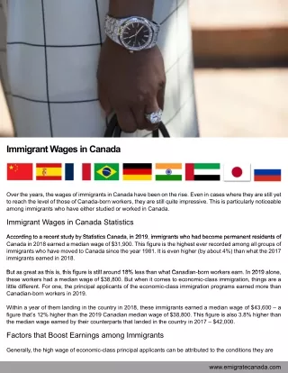 Immigrant Wages in Canada