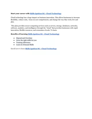 start your career with skills ignition sg cloud