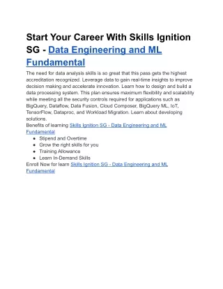 start your career with skills ignition sg data