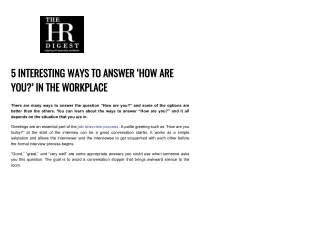 5 interesting ways to answer