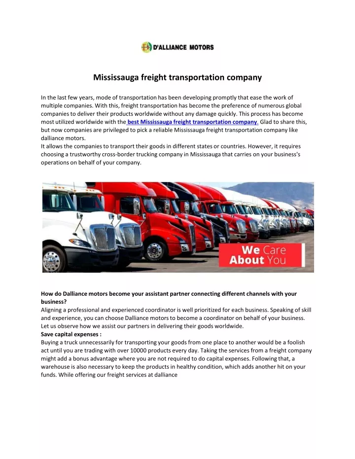 mississauga freight transportation company