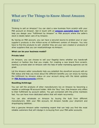 what are the things to know about amazon fba