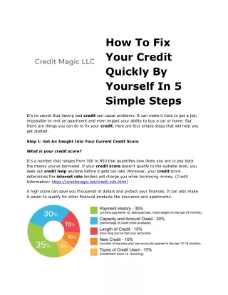 How To Fix Your Credit Quickly By Yourself In 5 Simple Steps
