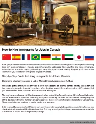How to Hire Immigrants for Jobs in Canada