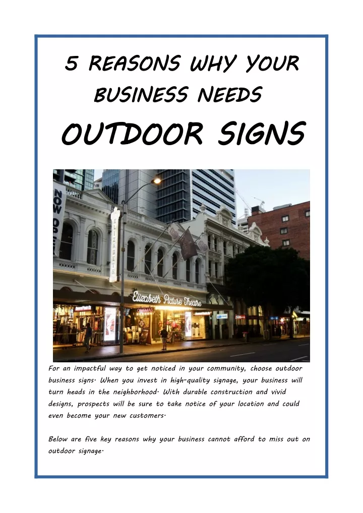 5 reasons why your business needs outdoor signs