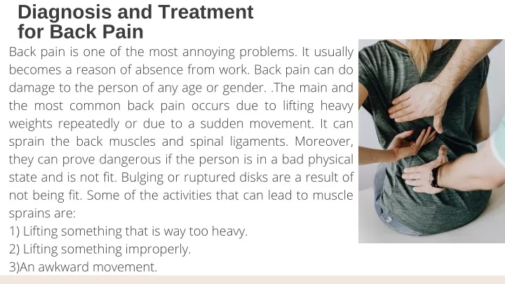 diagnosis and treatment for back pain back pain