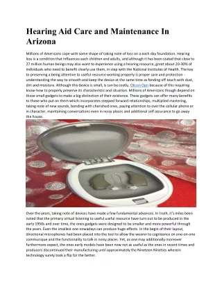 Hearing Aid Care and Maintenance In Arizona