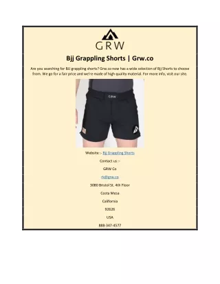 Bjj Grappling Shorts | Grw.co