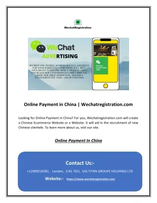 Online Payment in China | Wechatregistration.com
