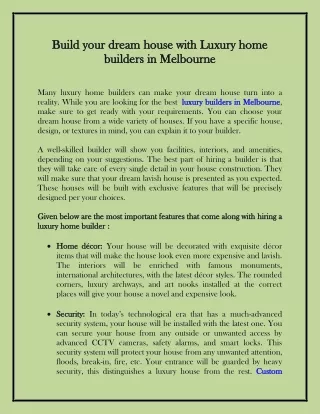 Build your dream house with Luxury home builders in Melbourne