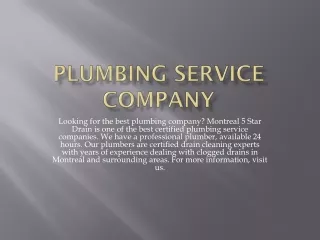 Plumbing Service Company