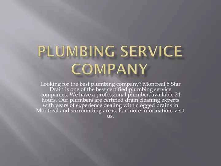 plumbing service company