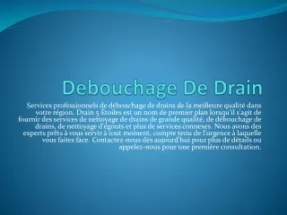 Debouchage De Drain