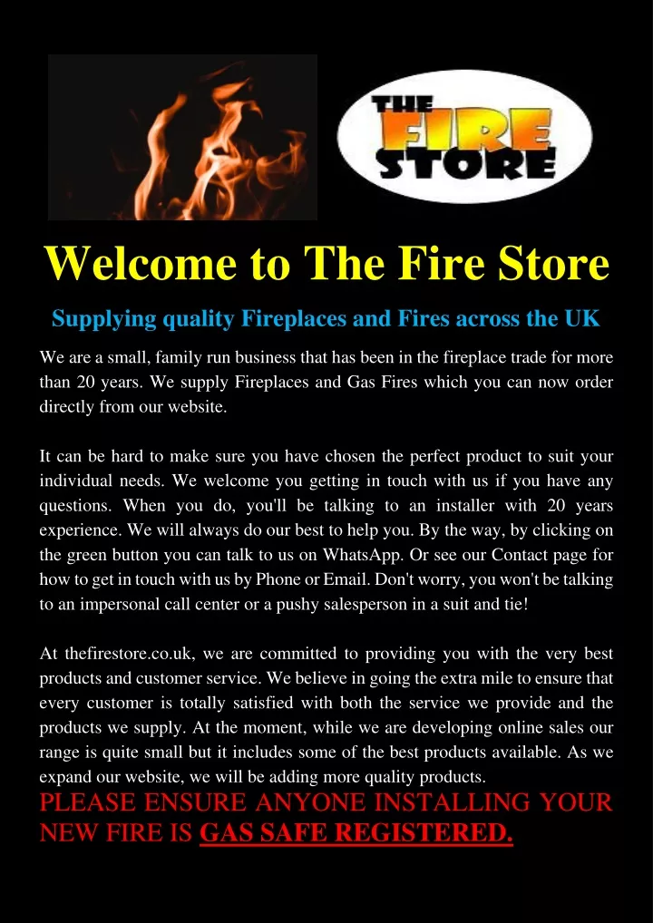 welcome to the fire store