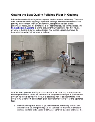 GETTING THE BEST QUALITY POLISHED FLOOR IN GEELONG