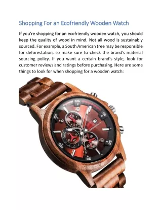 Shopping For an Ecofriendly Wooden Watch