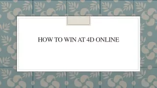 how to win at 4d online